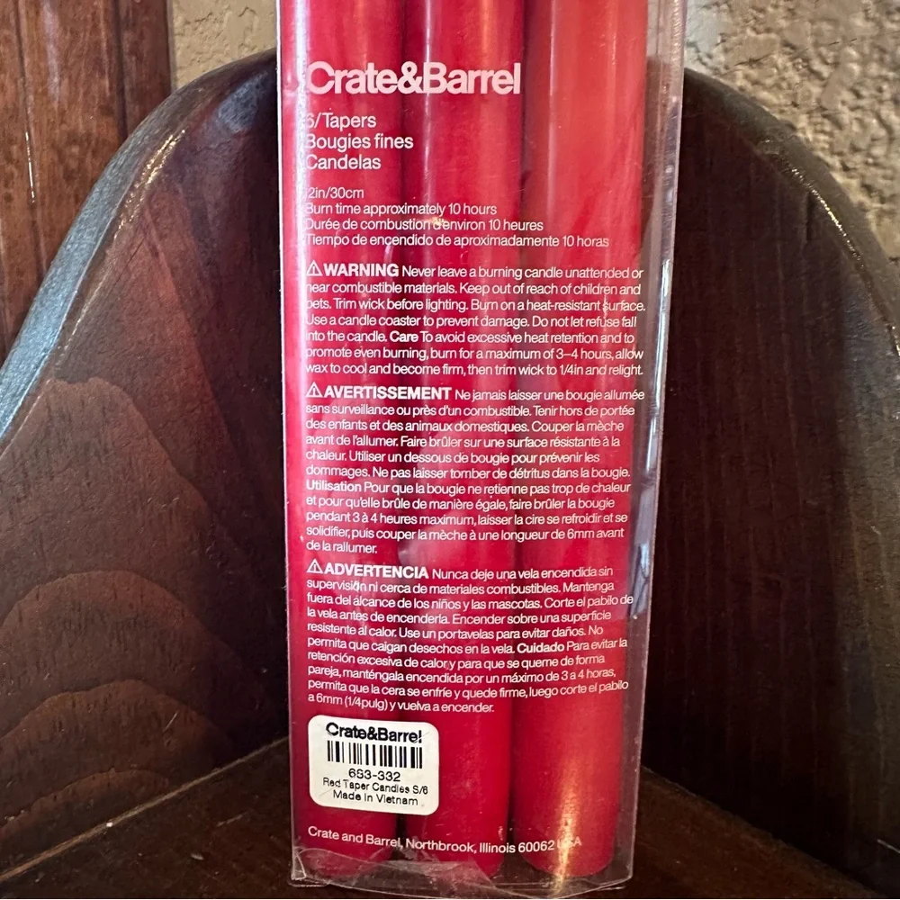Crate&Barrel Red Taper Candle Set